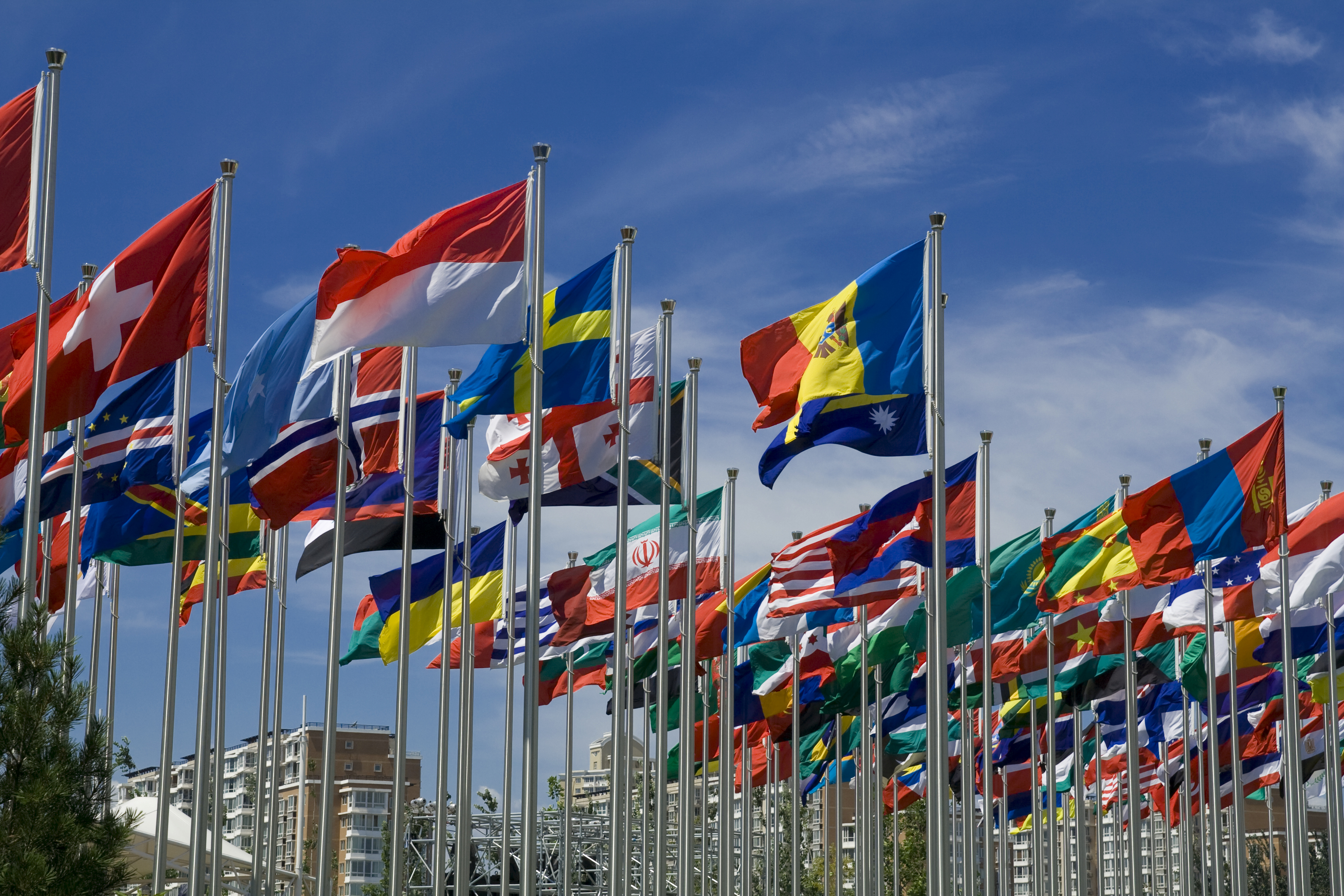 Display of flags from different countries