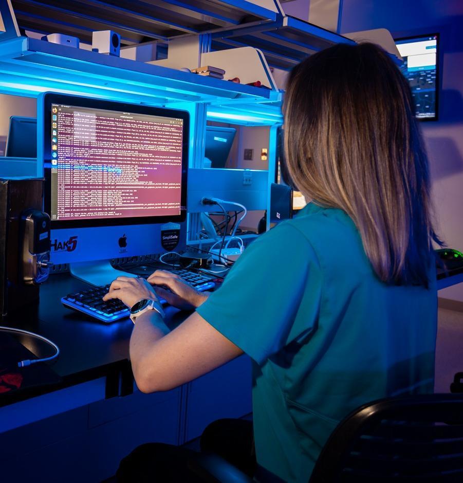 A student works in the IoT lab
