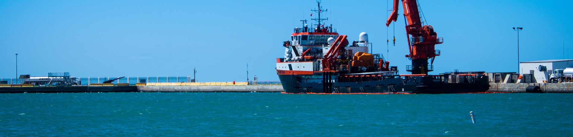 Industrial crane ship at dock in Key West Harbor