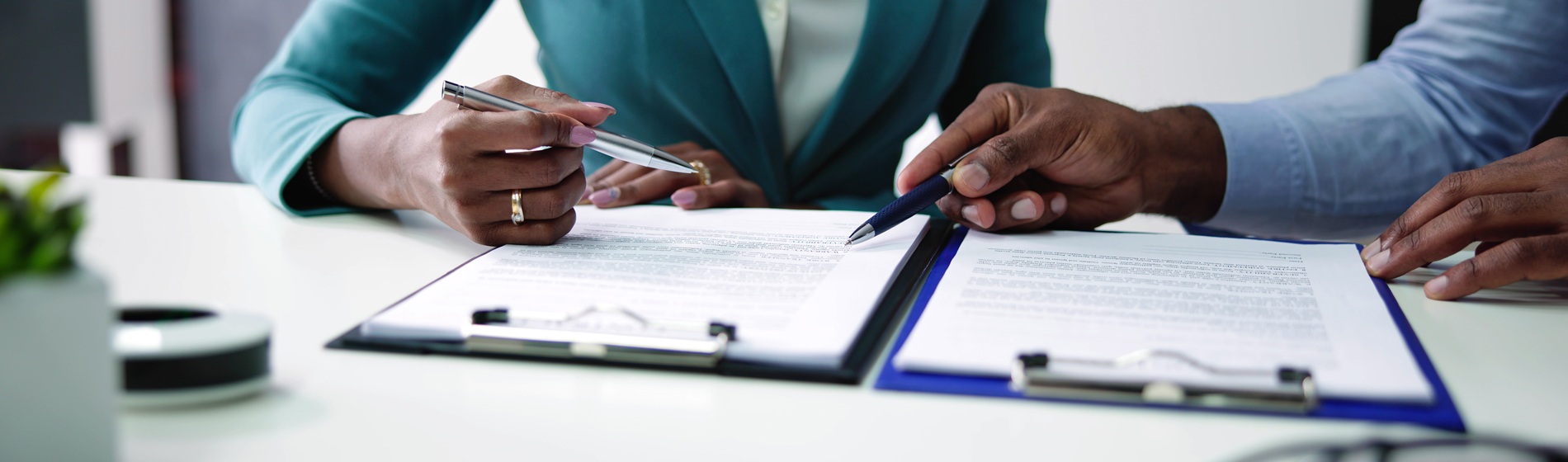 Professionals working on a contract