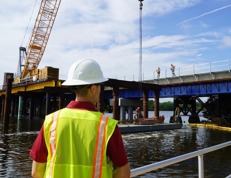 A bridge inspection during the construction of a new train line through Melbourne