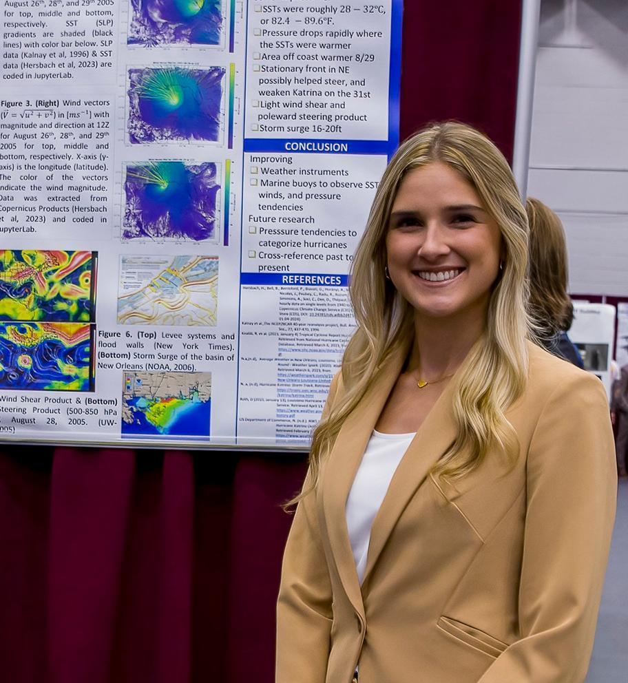 A student presenting meteorology research.