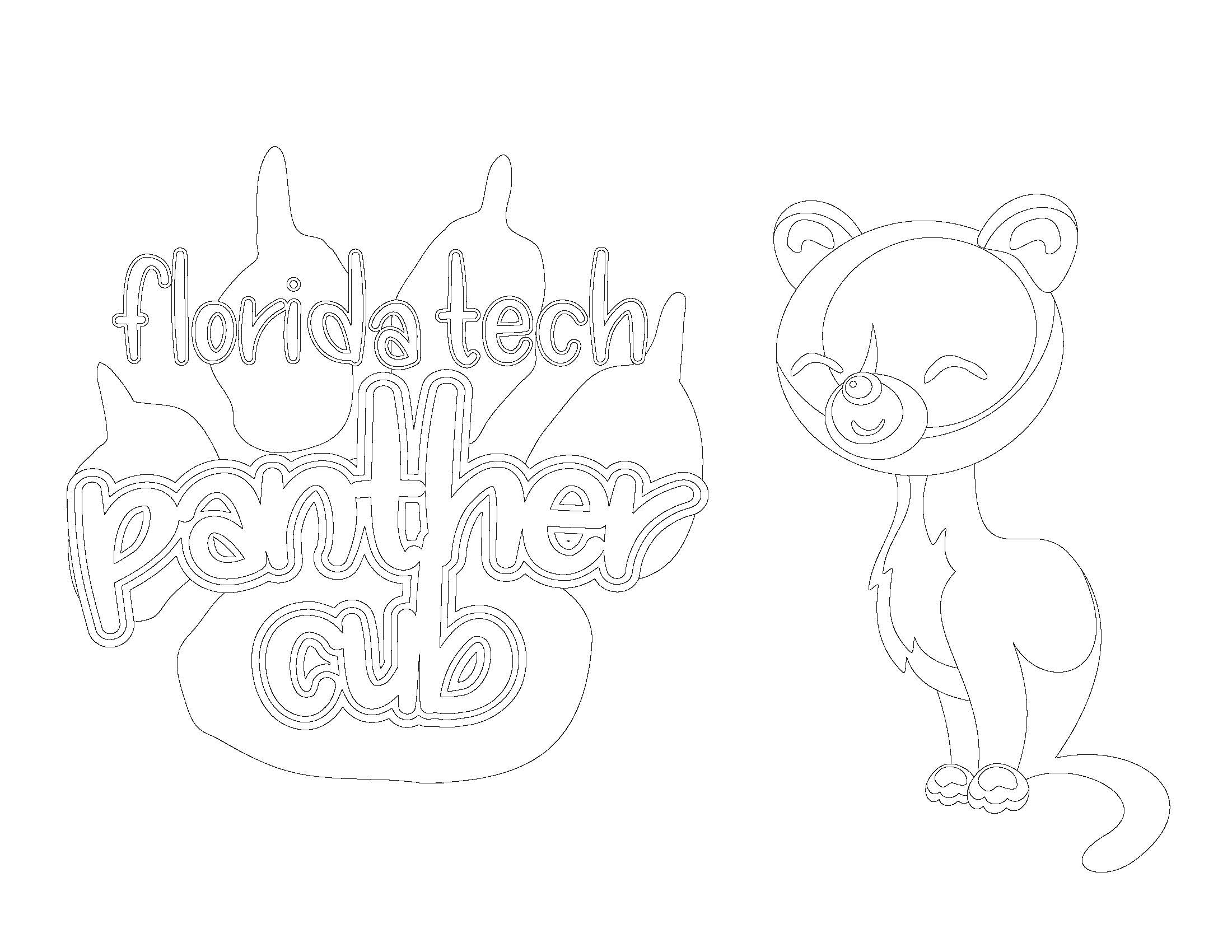 Florida Tech coloring page of  cartoon panther
