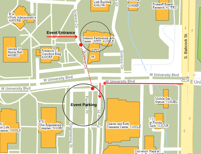 A map of the Florida Tech campus.