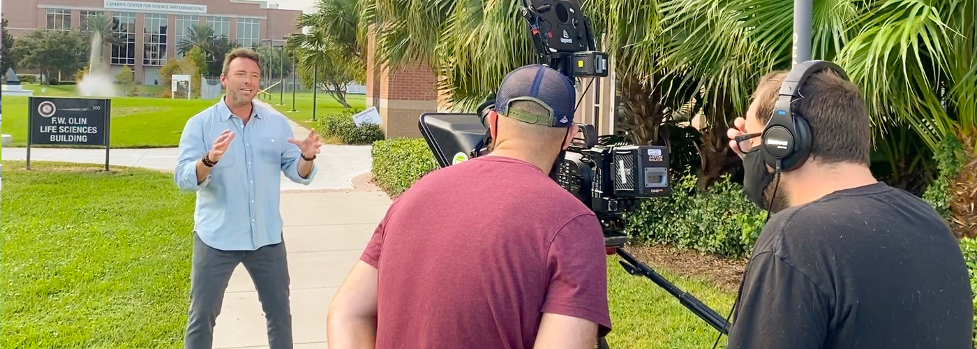 Cameramen filming The College Tour on Campus