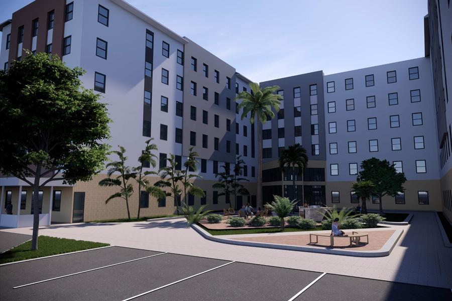 Courtyard area of the new student housing complex