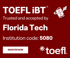 TOEFL iBT Trusted and accepted by Florida Tech - Institution code: 5080 - Register Now