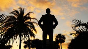 Statue of Dr. Keuper at sunset
