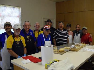 The team making more garlic bread