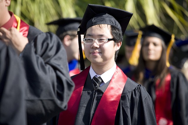 Students in line for graduation