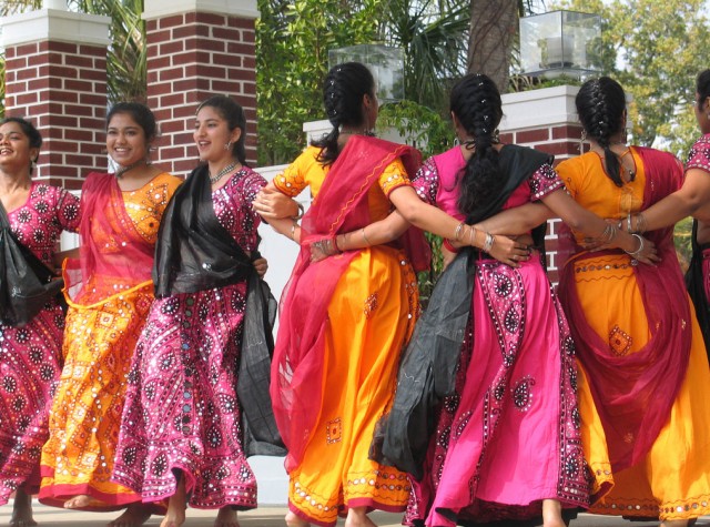Indian dancers dancing at the international festival