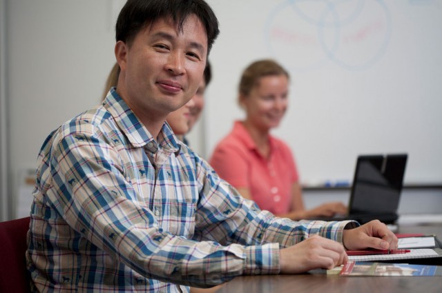 Students smiling in class