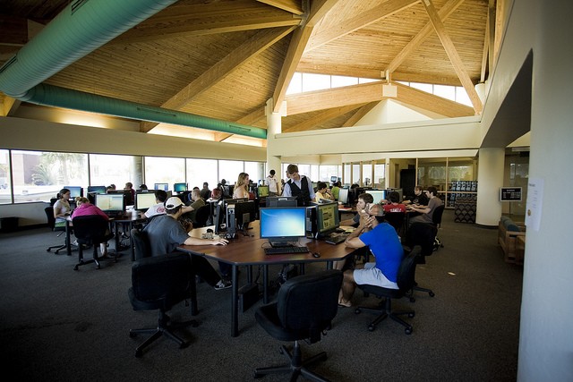 Inside the library commons