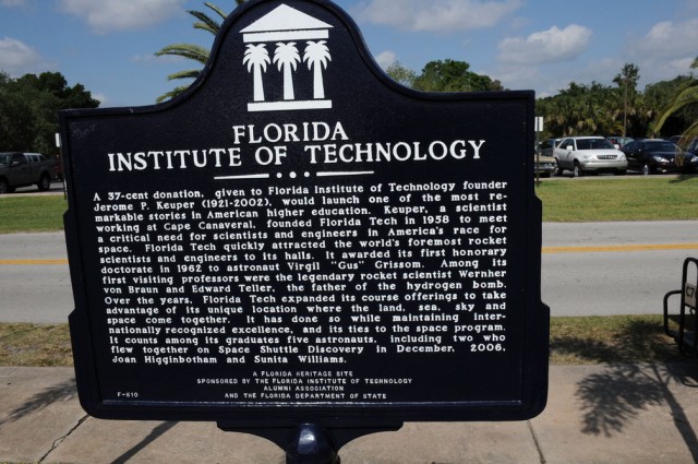 A sign about Florida Institute of Technology