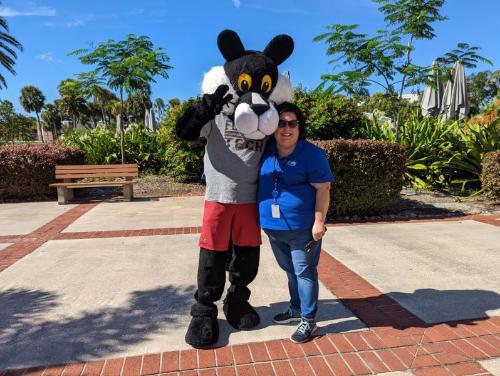 Pete the Panther with a Community Partner