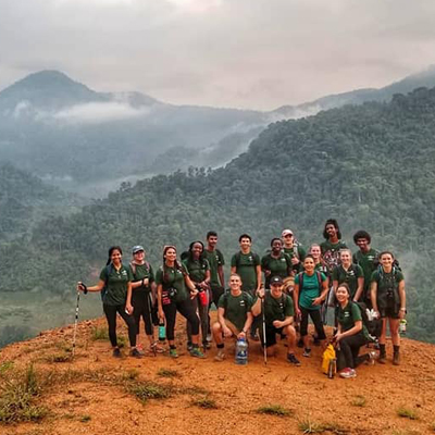 Students By a Mountain