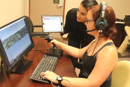 Student working on physiological sensor technology