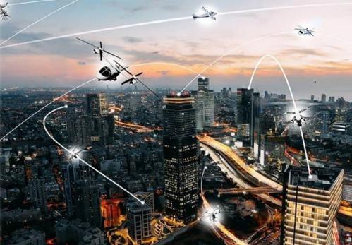 planes flying across a city