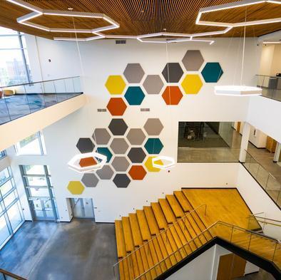 The Gordon L. Nelson Building lobby viewed from the second floor