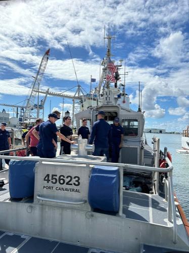 AUP students touring patrol boats.  The stations serves as a local training opportunity for Florida Tech’s AUP. Photo Credit, W. Cox USCGAUX
