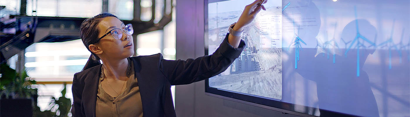 Young professional woman hosting presentation