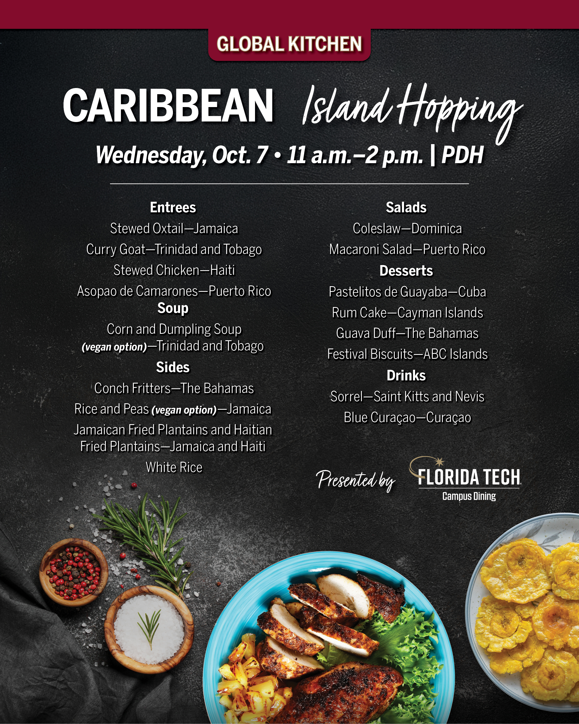 Menu for Caribbean Dinner