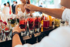 Bartender mixing drinks