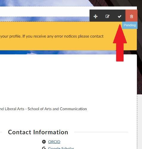 approve button at the top of a faculty profile