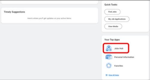 Job Hubs app in Workday