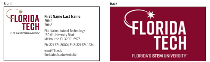 University business card template