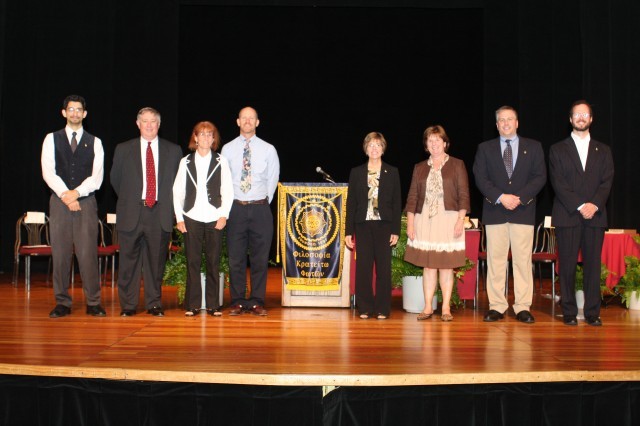 All inductees standing on th estage together