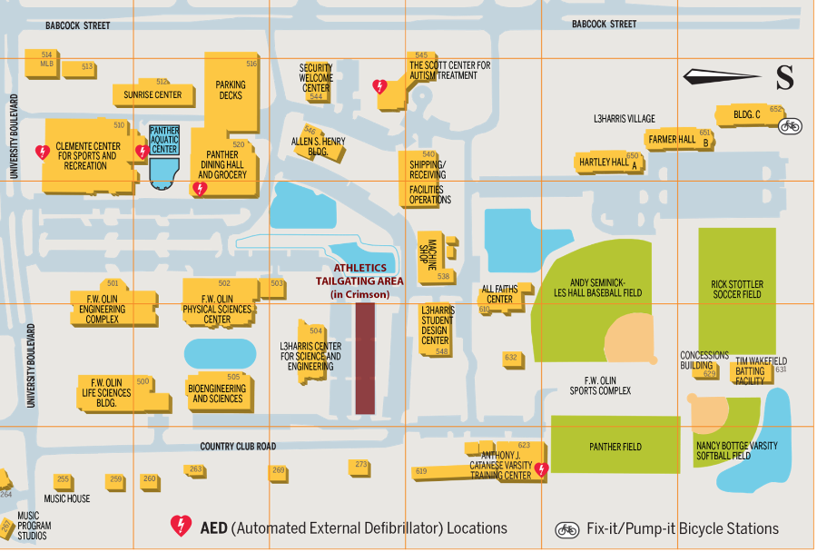 Designated tailgating area shown on a campus map