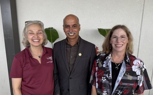 Left to right: Dean of the College of Psychology & Liberal Arts Dr. Leslie Matuszewich, Dean of the College of Engineering & Science Dr. Sambandamurthy Ganapathy, and Associate Provost for Research and Chief Research Officer Dr. Amy Adamson.