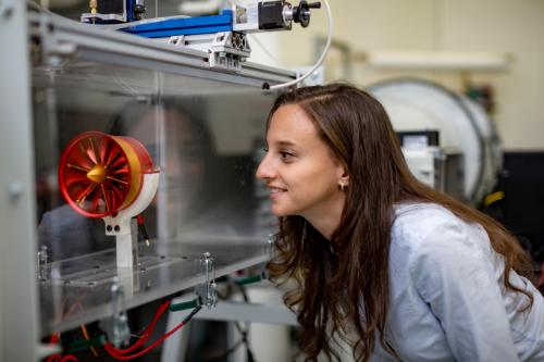 Student working on a project in the Wind Lab