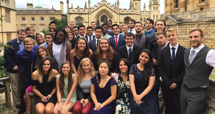 A large group of students posing for the camera