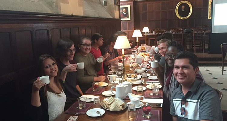 Students enjoying a cup of tea