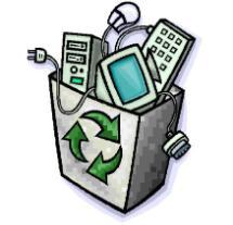Cartoon showing recycled technology